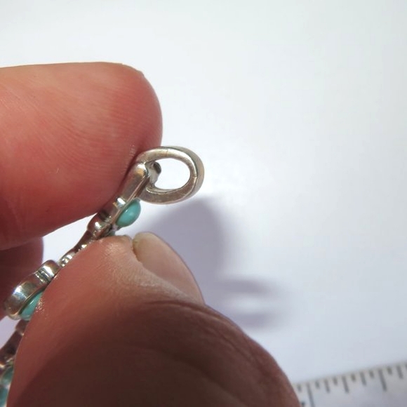 Large Sterling Silver Turquoise Marcasite Pendant - Picture 9 of 13